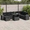 Image de vidaXL Salon de jardin 9 pcs avec coussins noir résine tressée