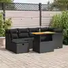 Image de vidaXL Salon de jardin avec coussins 7 pcs noir résine tressée acacia
