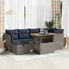 Image de vidaXL Salon de jardin avec coussins 7 pcs noir résine tressée acacia