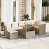 Image de vidaXL Salon de jardin avec coussins 8 pcs beige résine tressée acacia