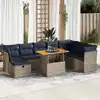 Image de vidaXL Salon de jardin avec coussins 9pcs marron résine tressée acacia