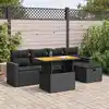 Image de vidaXL Salon de jardin 6 pcs avec coussins noir résine tressée acacia