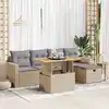 Image de vidaXL Salon de jardin 6 pcs avec coussins beige résine tressée acacia