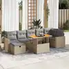 Image de vidaXL Salon de jardin avec coussins 5 pcs beige résine tressée acacia