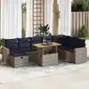 Image de vidaXL Salon de jardin avec coussins 9 pcs gris résine tressée acacia