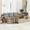 Image de vidaXL Salon de jardin avec coussins 8 pcs beige résine tressée acacia