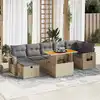 Image de vidaXL Salon de jardin avec coussins 5 pcs beige résine tressée acacia