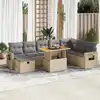 Image de vidaXL Salon de jardin avec coussins 9 pcs beige résine tressée acacia