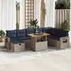 Image de vidaXL Salon de jardin avec coussins 9 pcs gris résine tressée acacia