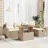 Image de vidaXL Salon de jardin 6 pcs avec coussins beige résine tressée acacia