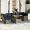 Image de vidaXL Salon de jardin 8pcs avec coussins gris résine tressée acacia