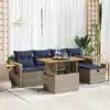 Image de vidaXL Salon de jardin avec coussins 6 pcs gris résine tressée acacia