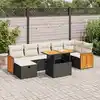 Image de vidaXL Salon de jardin 5 pcs avec coussins noir résine tressée