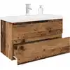 Image de vidaXL Meuble lavabo avec bassin et robinet intégrés vieux bois