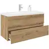 Image de vidaXL Meuble lavabo avec bassin et robinet intégrés chêne artisanal
