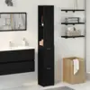 Image de vidaXL Cabinet de salle de bain avec porte Chêne noir 25 x 25 x 170 cm