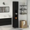 Image de vidaXL Cabinet de salle de bain avec porte Chêne noir 30 x 30 x 190 cm