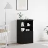 Image de vidaXL Buffet LED Noir 60 x 37 x 100 cm Bois d'ingénierie