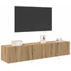 Image de vidaXL Meuble TV mural avec LED 2 pcs Chêne artisanal 80 x 35 x 31 cm, Étagère TV tendance, meuble moderne, cabinet mural, éclairage pratique, rangement gain de place