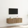 Image de vidaXL Meuble TV mural avec LED Chêne artisanal 100 x 35 x 31 cm