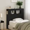 Image de vidaXL Tête de lit LED avec étagère Chêne noir 100 x 18,5 x 103,5 cm