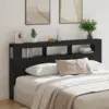 Image de vidaXL Tête de lit LED avec étagère Chêne noir 200 x 18,5 x 103,5 cm