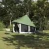 Image de vidaXL Tente Tipi familiale Tipi avec toit Vert 404 x 370 x 270 cm