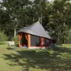 Image de vidaXL Tente Tipi avec toit Gris et orange 404 x 370 x 270 cm taffetas