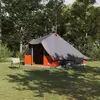 Image de vidaXL Tente Tipi avec toit Gris et orange 358 x 296 x 258 cm taffetas