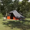 Image de vidaXL Tente Tipi avec toit Gris et orange 364 x 281 x 257 cm taffetas