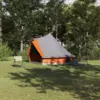 Image de vidaXL Tente Tipi familiale Tipi Gris et orange 400 x 346 x 250 cm