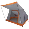 Image de vidaXL Tente de camping Gris et orange 282 x 225 x 154 cm taffetas, Tente de camping pour jardin et terrasse, matériaux imperméables, moderne, résistante aux intempéries, ventilée, portable