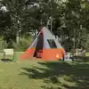 Image de vidaXL Tente Tipi avec toit Gris et orange 383 x 338 x 217 cm taffetas