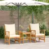 Image de vidaXL Ensemble de canapé de jardin avec coussin 3 pcs Huile Naturelle