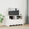 Image de vidaXL Meuble TV Drammen Blanc 99 x 43 x 55 cm Bois de pin massif