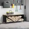 Image de vidaXL Étagère à bois de chauffage avec plateau en bois noir