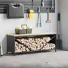 Image de vidaXL Étagère à bois de chauffage avec plateau en bois anthracite