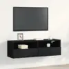 Image de vidaXL Meuble TV mural Chêne noir 100 x 30 x 30 cm Bois d'ingénierie