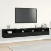 Image de vidaXL Meuble TV mural Montage mural 2 pcs Chêne noir 100 x 30 x 30 cm