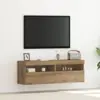 Image de vidaXL Meuble TV mural avec LED 2 pcs chêne artisanal 60 x 30 x 40 cm
