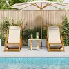 Image de vidaXL Chaise de plage avec coussin 2 pcs Marron Bois d'Acacia Massif