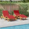 Image de vidaXL Transat 2 pcs Rouge 200 x 67 x 84cm Bois d'acacia massif
