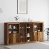 Image de vidaXL Buffet LED 3 pcs Bois ancien 202 x 37 x 100 cm