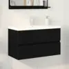 Image de vidaXL Meuble de Lavabo de Salle de Bain Chêne noir 80 x 39 x 62 cm