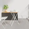 Image de vidaXL Table bistrot Blanc Ø 50 x 71 cm Acier revêtu de poudre