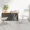 Image de vidaXL Table bistrot Beige Ø 50 x 71 cm Acier revêtu de poudre