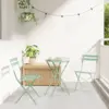 Image de vidaXL Ensemble bistro pliant 3 pc Écume de mer Acier