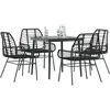 Image de vidaXL Ensemble à manger de jardin 5 pcs noir résine tressée verre