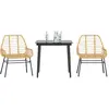 Image de vidaXL Ensemble à manger de jardin 3pcs marron résine tressée verre