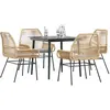 Image de vidaXL Ensemble à manger jardin coussins 5pcs marron poly rotin verre